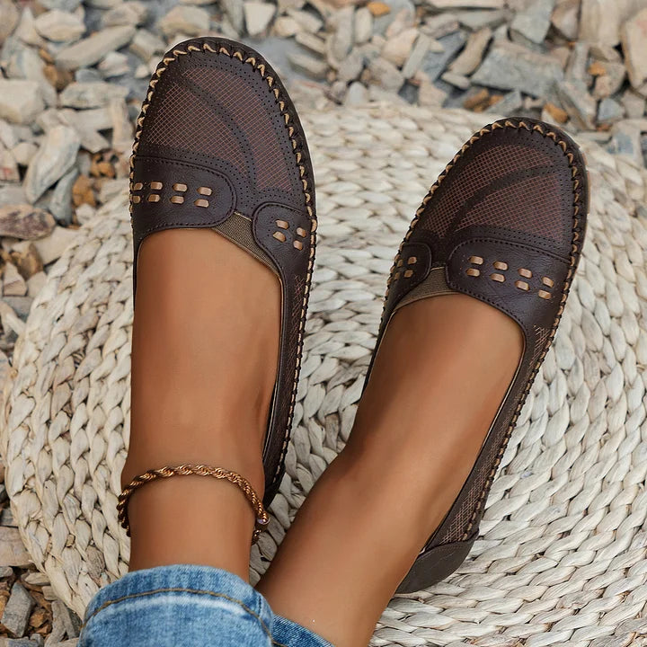 Perforated Mary Jane Flats for Women