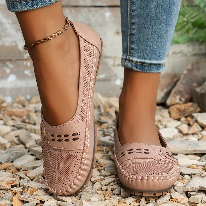 Perforated Mary Jane Flats for Women