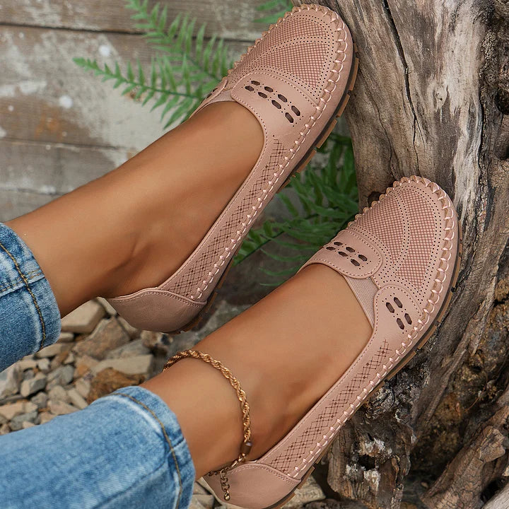Perforated Mary Jane Flats for Women