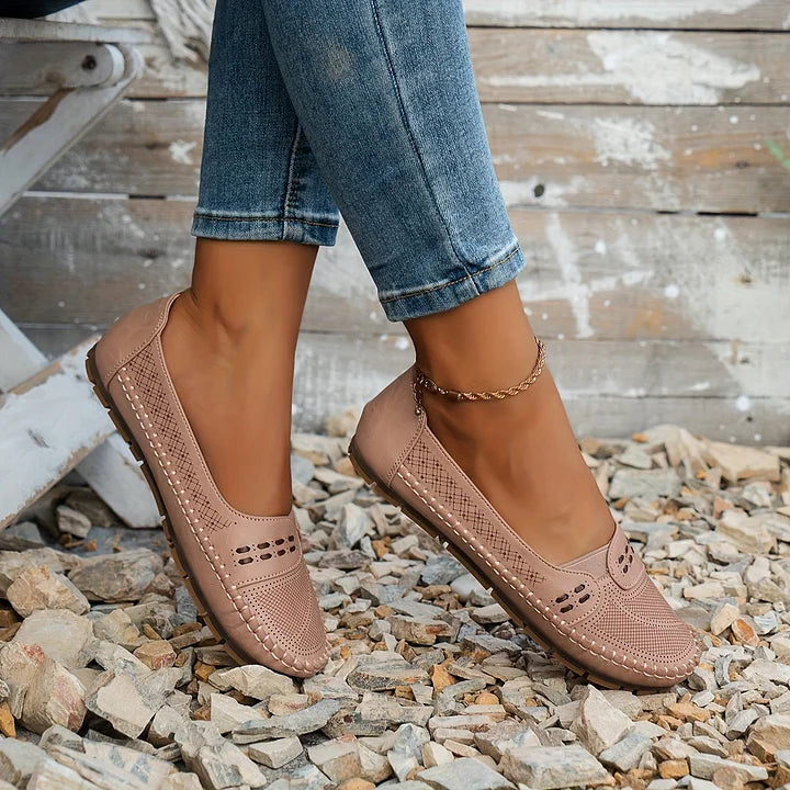 Perforated Mary Jane Flats for Women