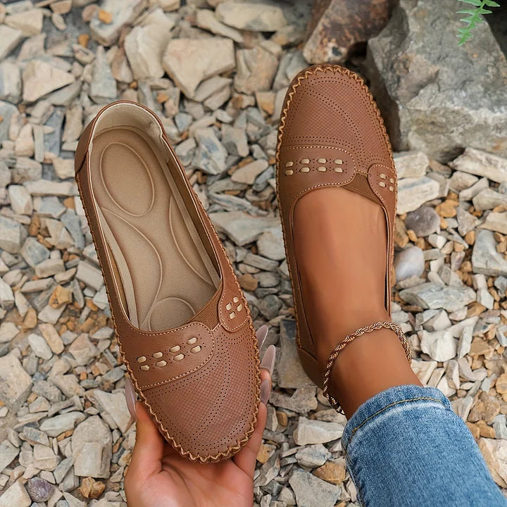 Perforated Mary Jane Flats for Women