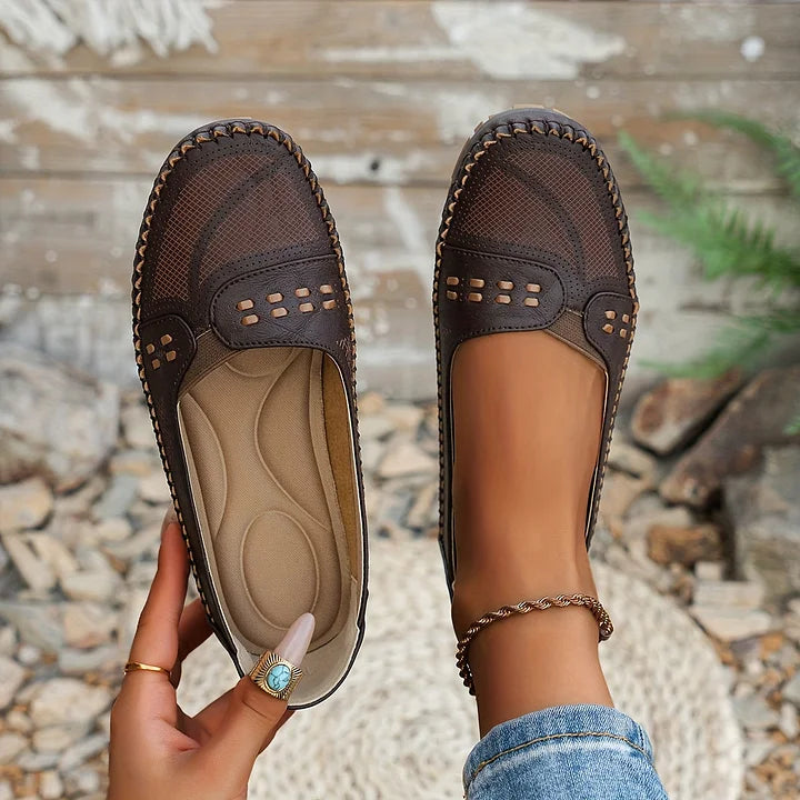 Perforated Mary Jane Flats for Women