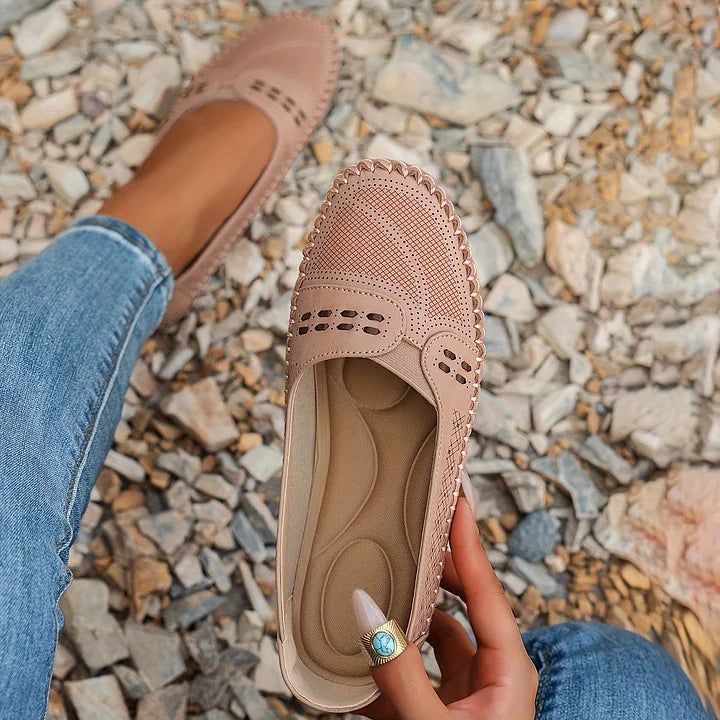 Perforated Mary Jane Flats for Women