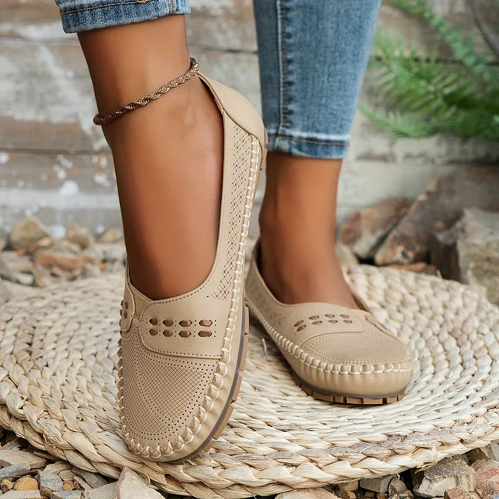 Perforated Mary Jane Flats for Women