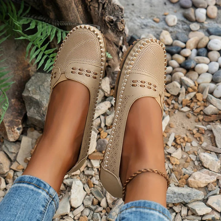 Perforated Mary Jane Flats for Women