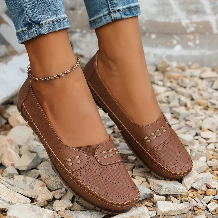 Perforated Mary Jane Flats for Women
