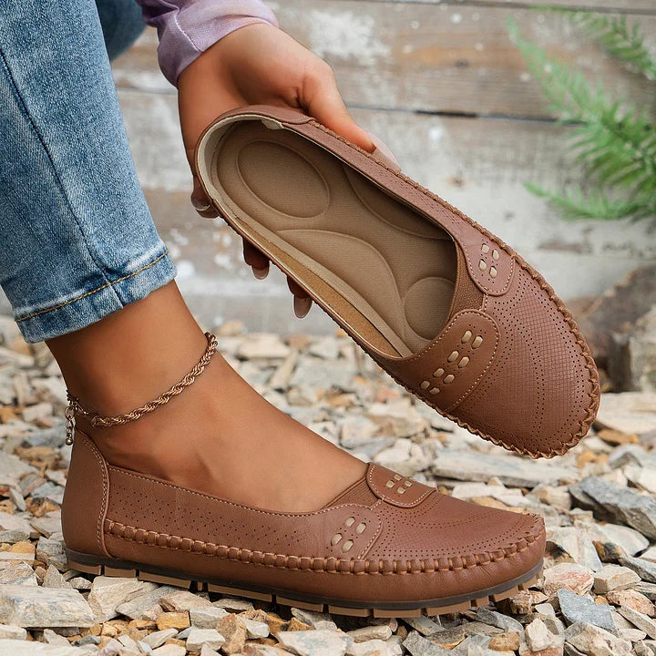 Perforated Mary Jane Flats for Women