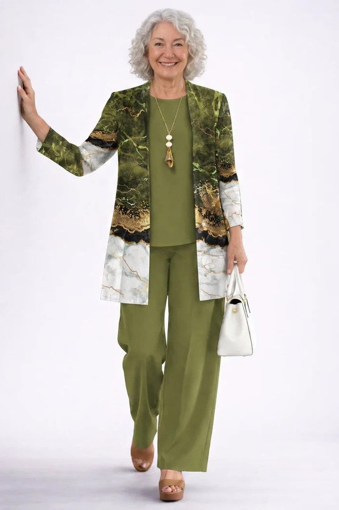 Evelyn | Floral Longline Cardigan Three-Piece Set for Women