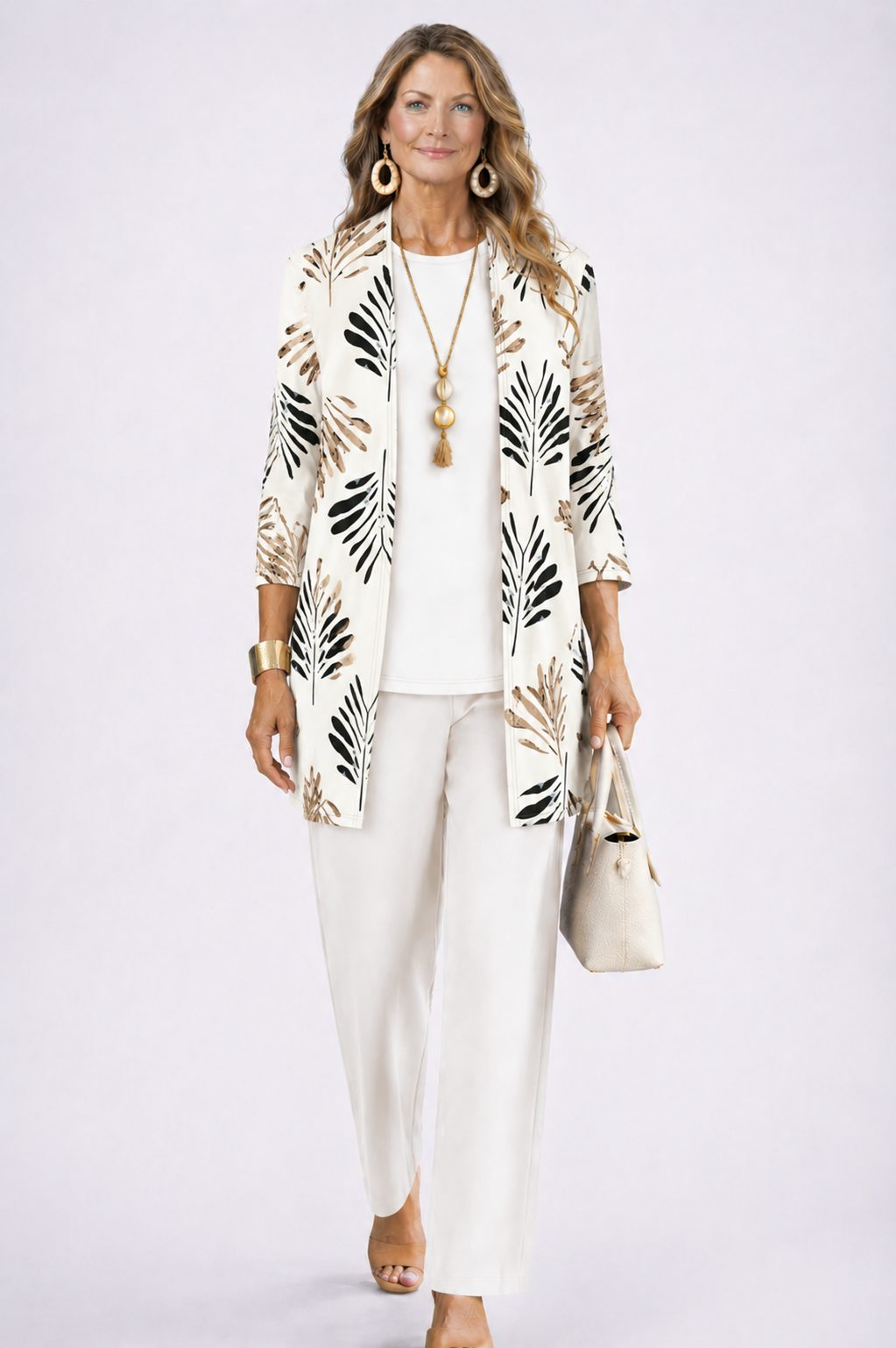 Evelyn | Floral Longline Cardigan Three-Piece Set for Women