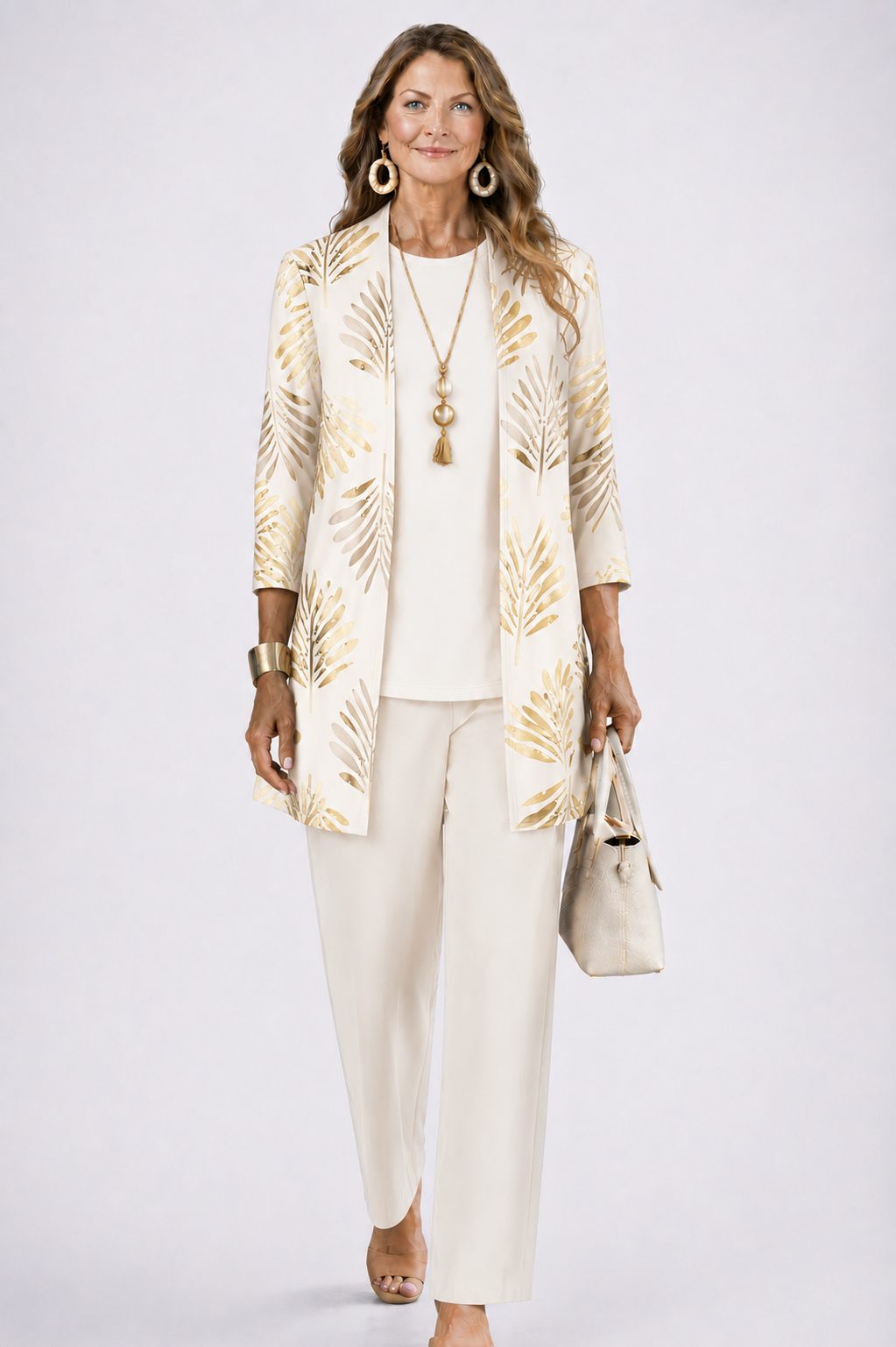 Evelyn | Floral Longline Cardigan Three-Piece Set for Women