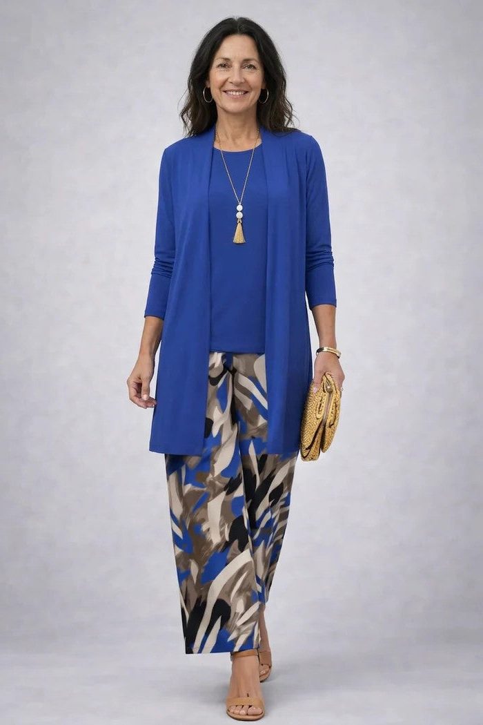 Evelyn | Floral Longline Cardigan Three-Piece Set for Women