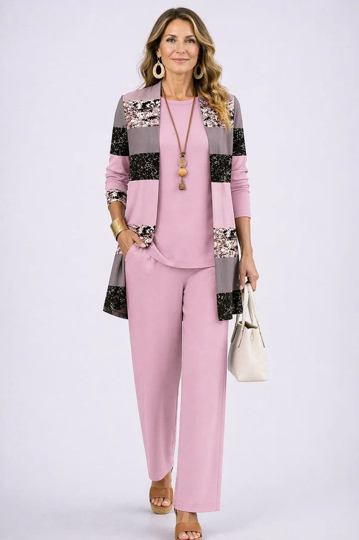 Evelyn | Floral Longline Cardigan Three-Piece Set for Women
