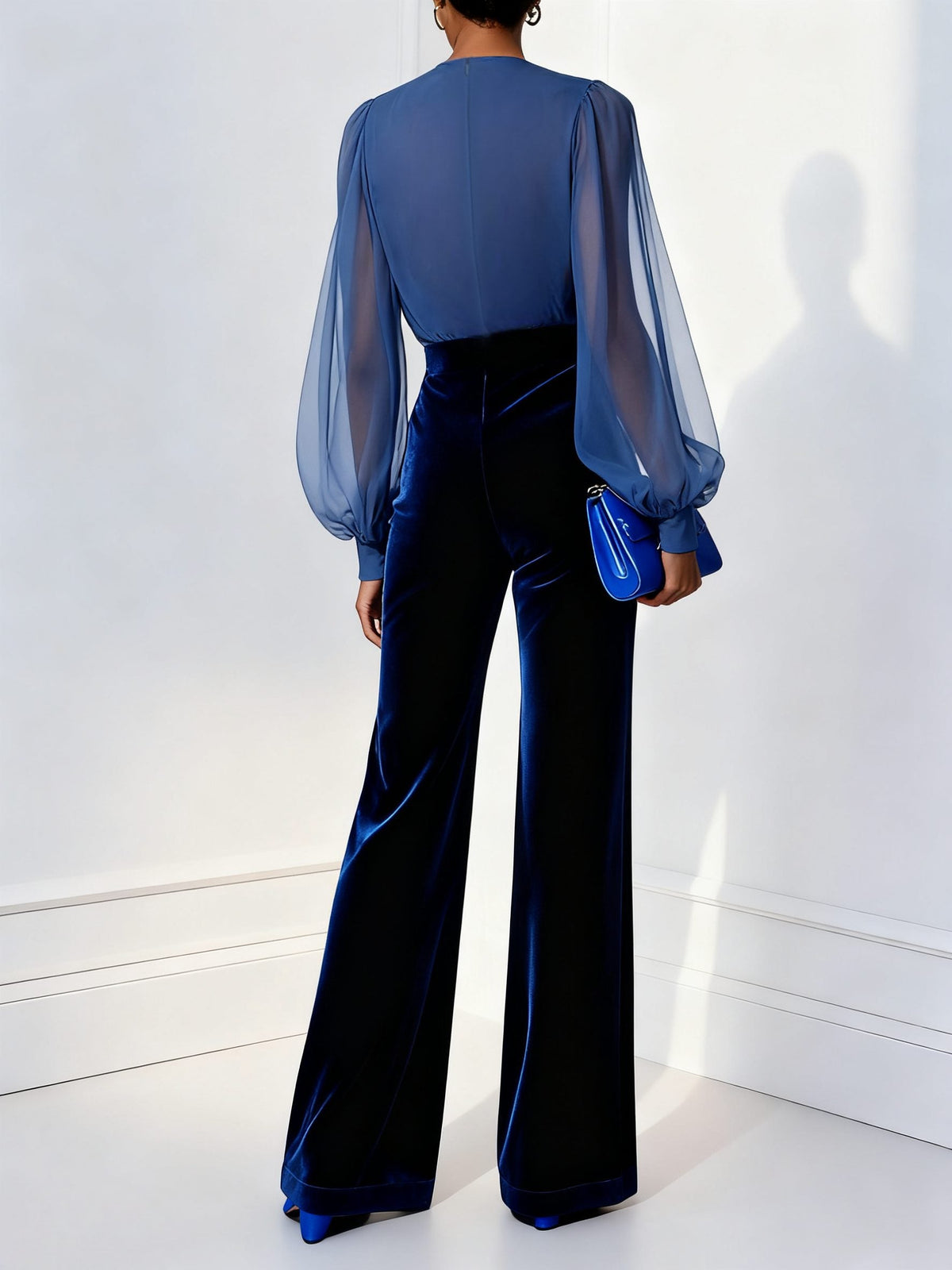 Everleigh | Velvet Wide Leg Jumpsuit with Wrap Top for Women