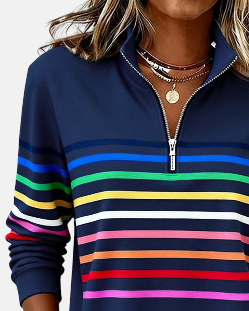 Iris | Striped Half-Zip Sweatshirt for Women