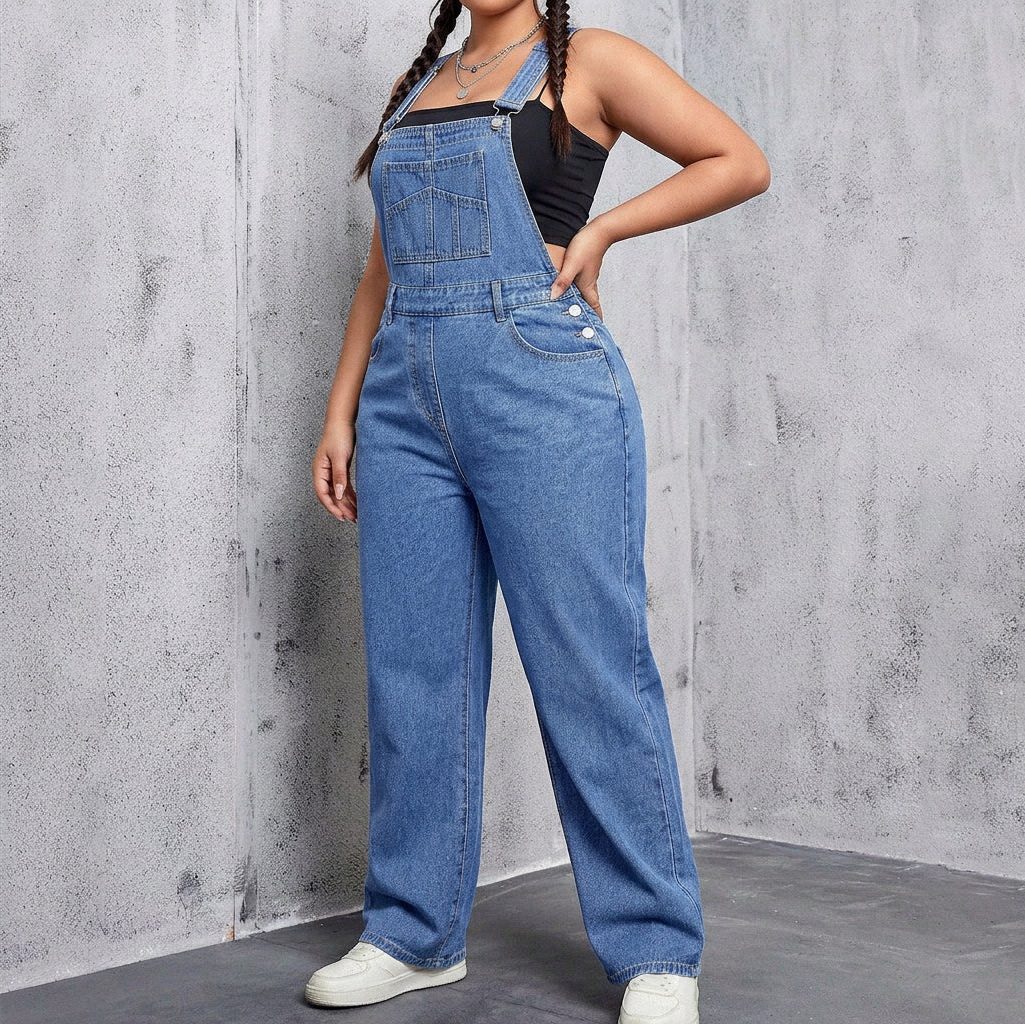 Fallon | Denim Straight Leg Overalls for Women