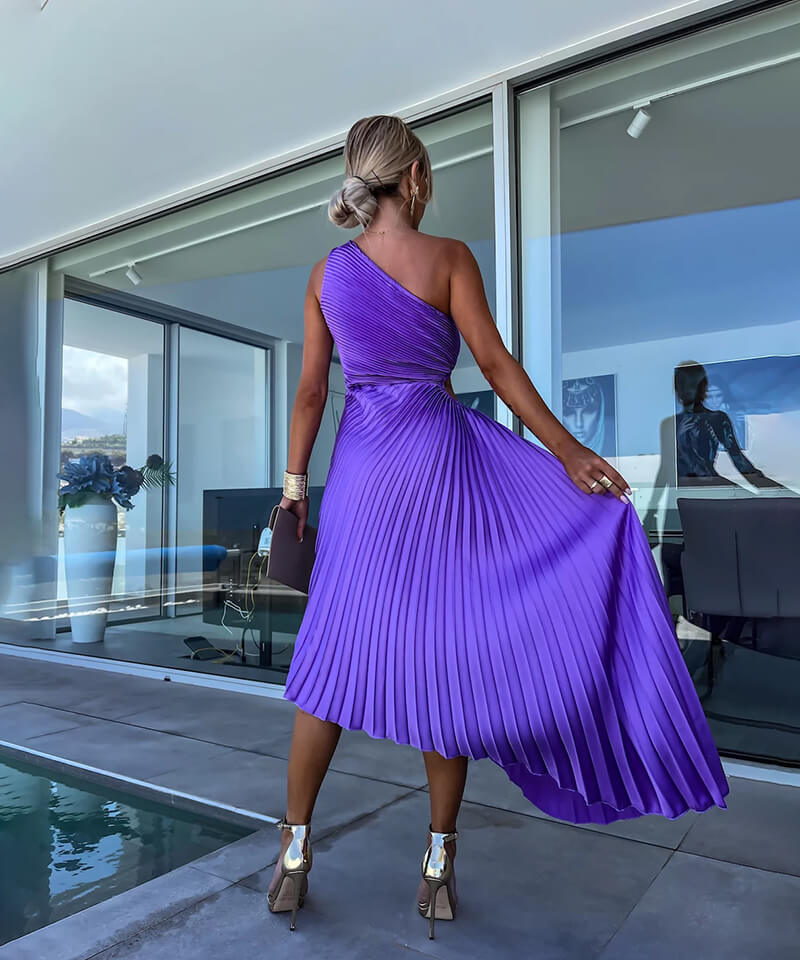 Xochitl | Wedding Guest One-Shoulder Asymmetric Midi Dress for Women