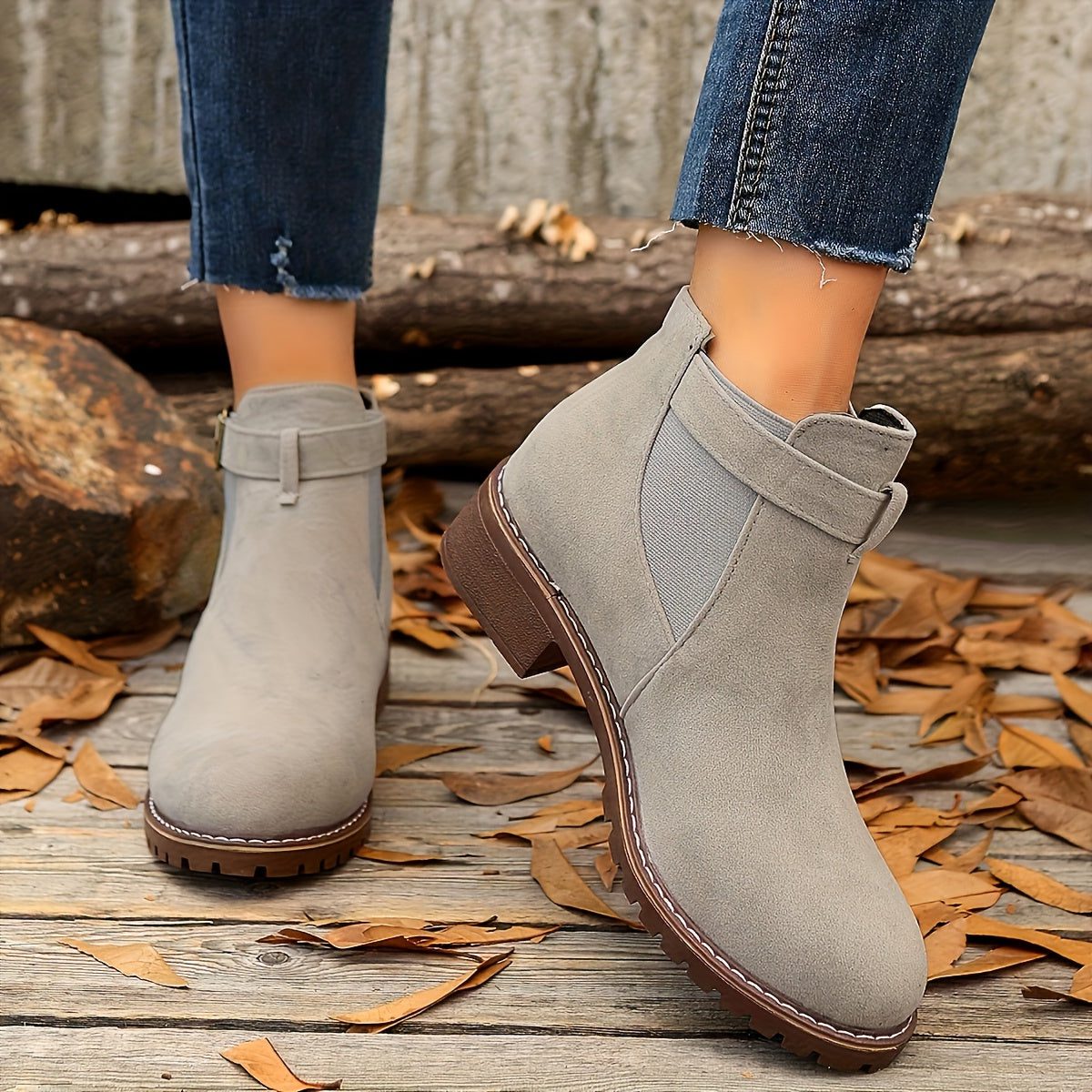 Gianna | Block Heel Chelsea Ankle Boots with Buckle Strap for Women