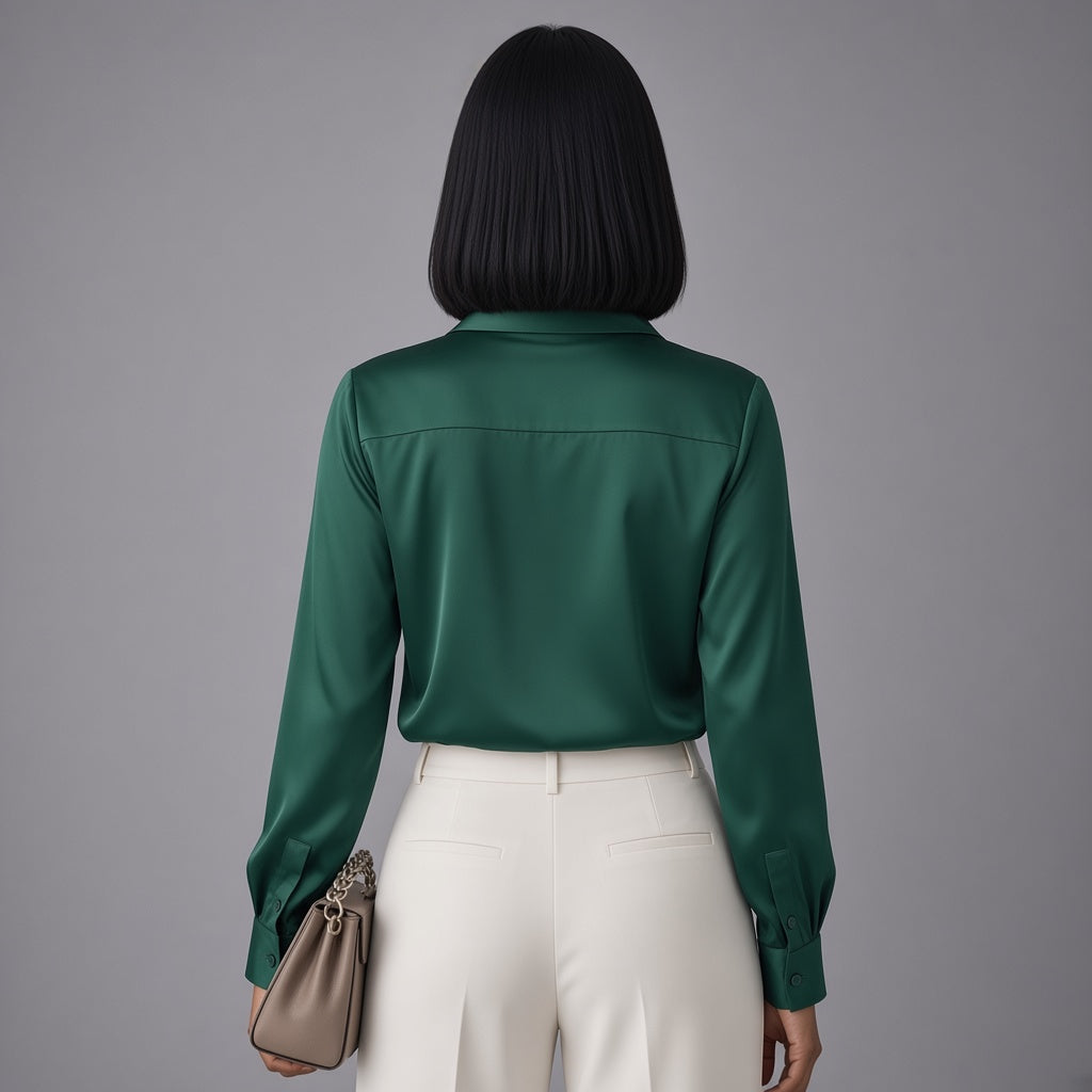 Evelisse | Elegant Satin Wrap Blouse