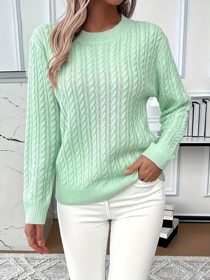 Guinevere | Cable Knit Sweater with Crew Neck for Women