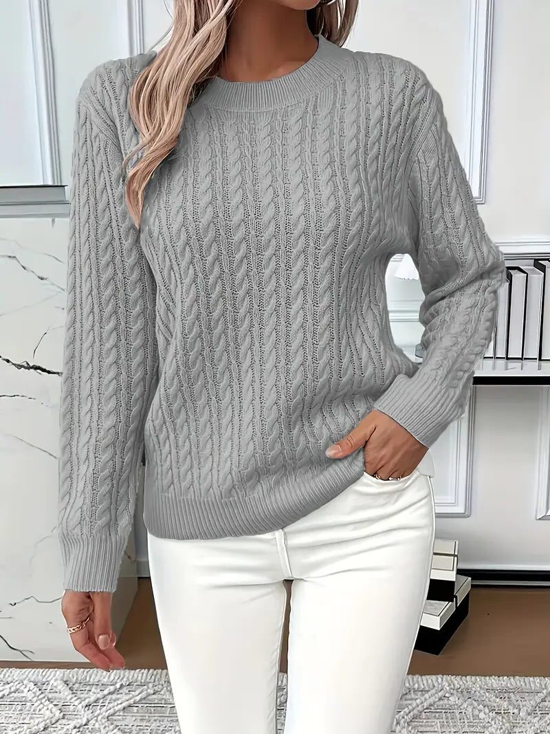 Guinevere | Cable Knit Sweater with Crew Neck for Women