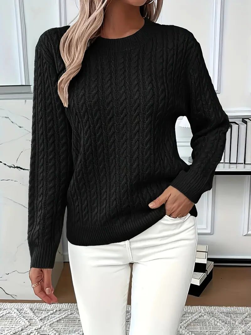 Guinevere | Cable Knit Sweater with Crew Neck for Women
