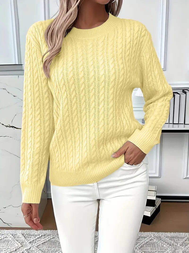 Guinevere | Cable Knit Sweater with Crew Neck for Women