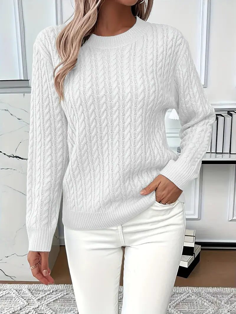 Guinevere | Cable Knit Sweater with Crew Neck for Women