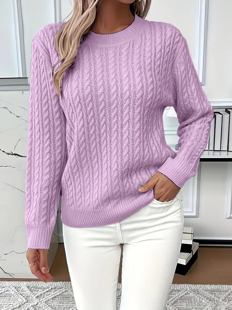 Guinevere | Cable Knit Sweater with Crew Neck for Women