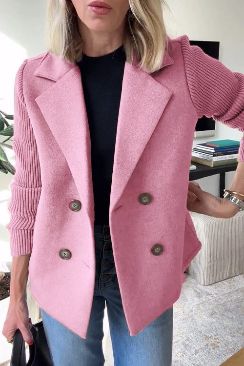 Gwyneira | Double-Breasted Blazer with Knit Sleeves for Women