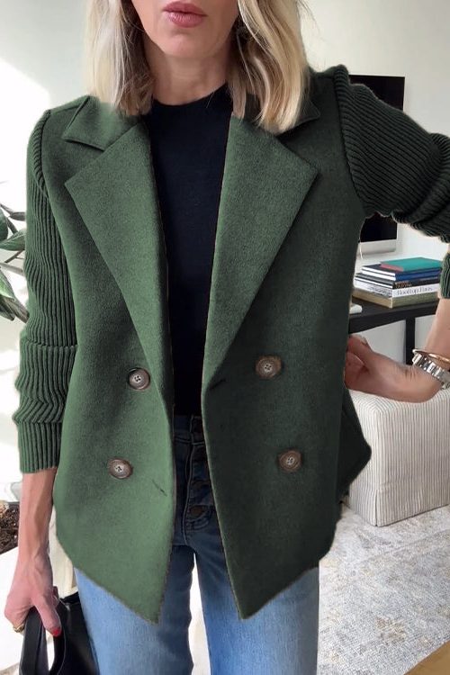 Gwyneira | Double-Breasted Blazer with Knit Sleeves for Women
