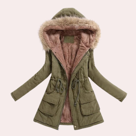 Hannah | Parka Jacket with Hood and Faux Fur Trim for Women