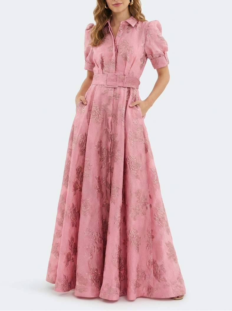 Bianca | Wedding Guest A-Line Maxi Dress with Belt for Women