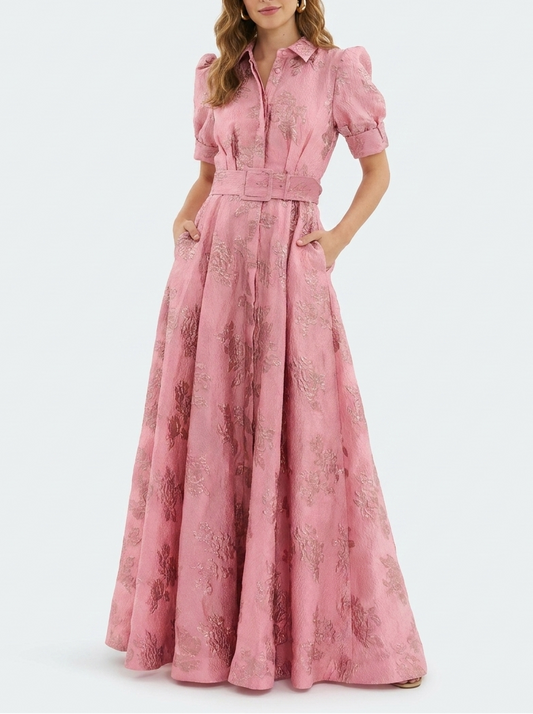 Bianca | Wedding Guest A-Line Maxi Dress with Belt for Women