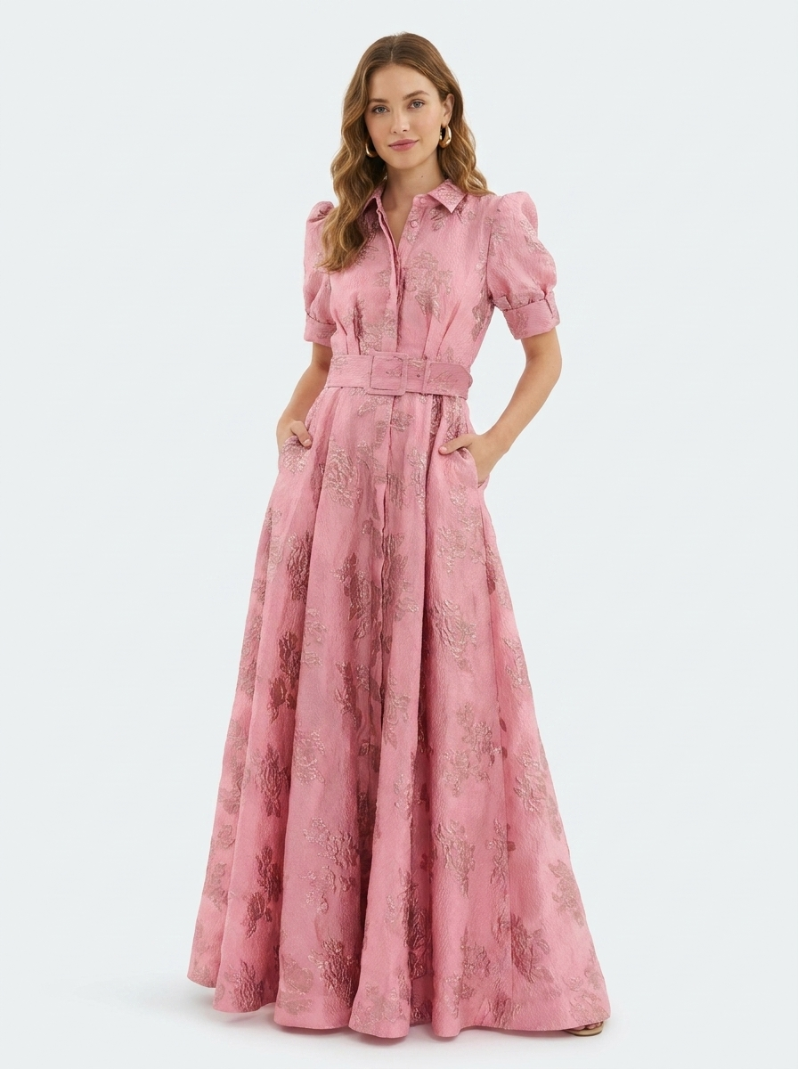 Bianca | Wedding Guest A-Line Maxi Dress with Belt for Women