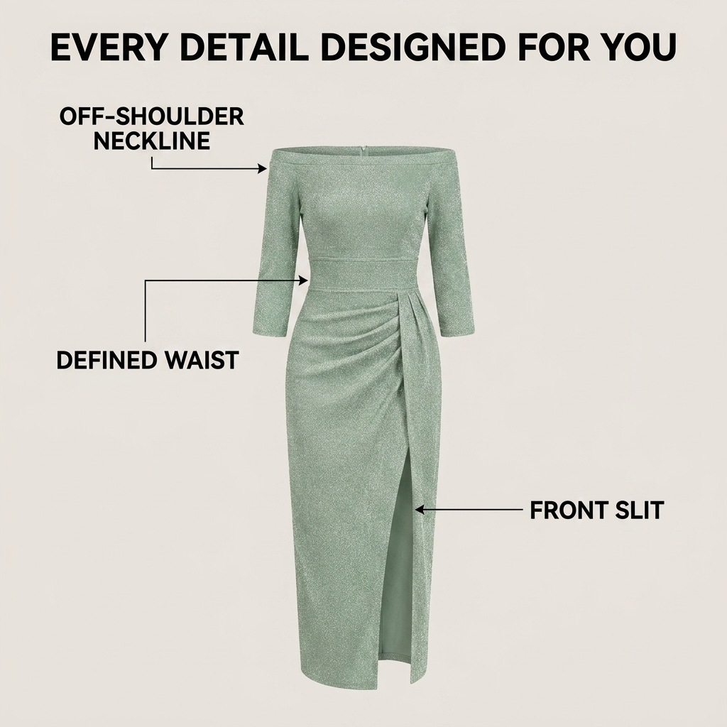 Helga | Off-Shoulder Midi Wrap Dress for Women