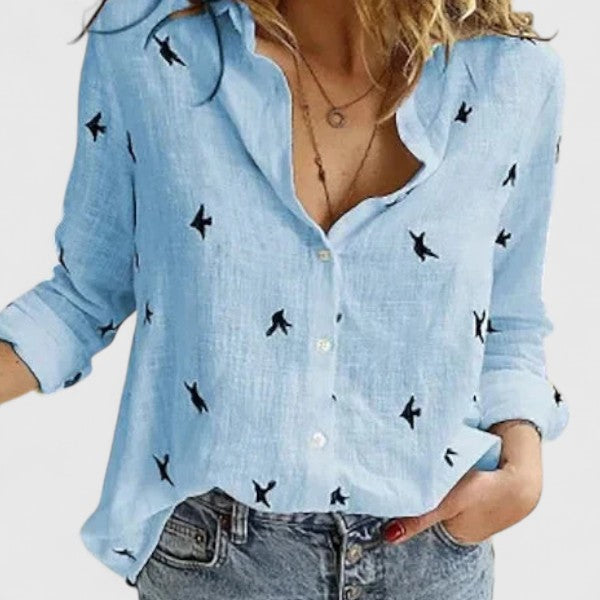 Elena | V-Neck Floral Shirt for Women