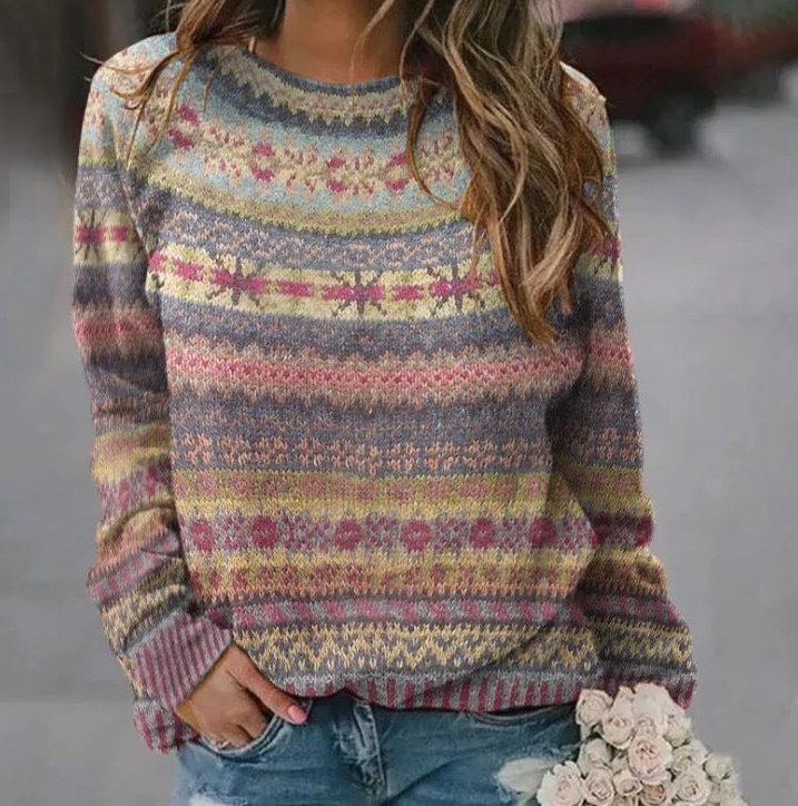 Hope | Fair Isle Oversized Sweater with Crew Neck for Women