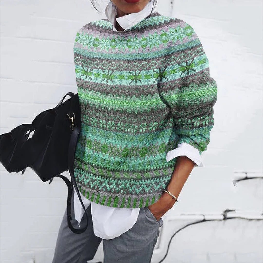 Hope | Fair Isle Oversized Sweater with Crew Neck for Women
