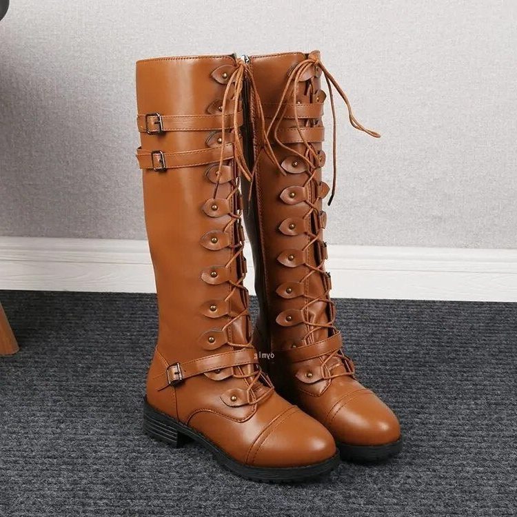 Huguette | Knee High Boots with Lace-Up for Women