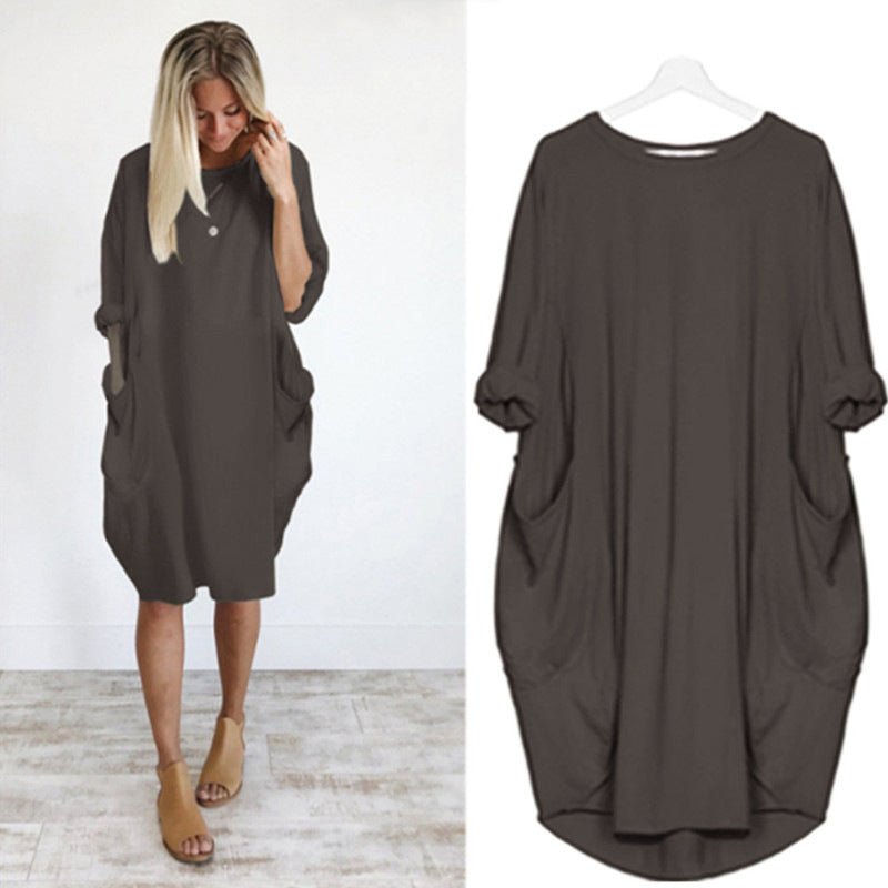 Pocket Midi Dress – Casual Dress | Elara