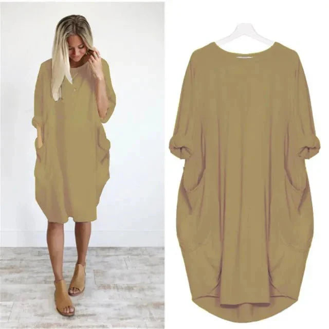 Pocket Midi Dress – Casual Dress | Elara