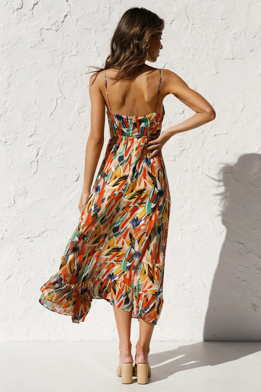 Floral Spaghetti Strap Midi Dress – Summer Dress | Lucinda