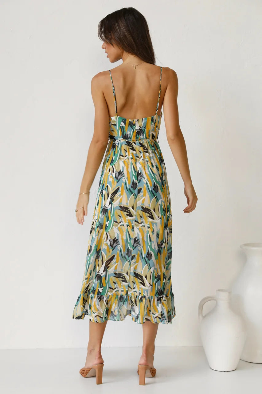 Floral Spaghetti Strap Midi Dress – Summer Dress | Lucinda