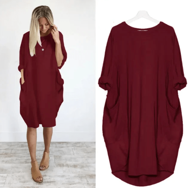 Pocket Midi Dress – Casual Dress | Elara