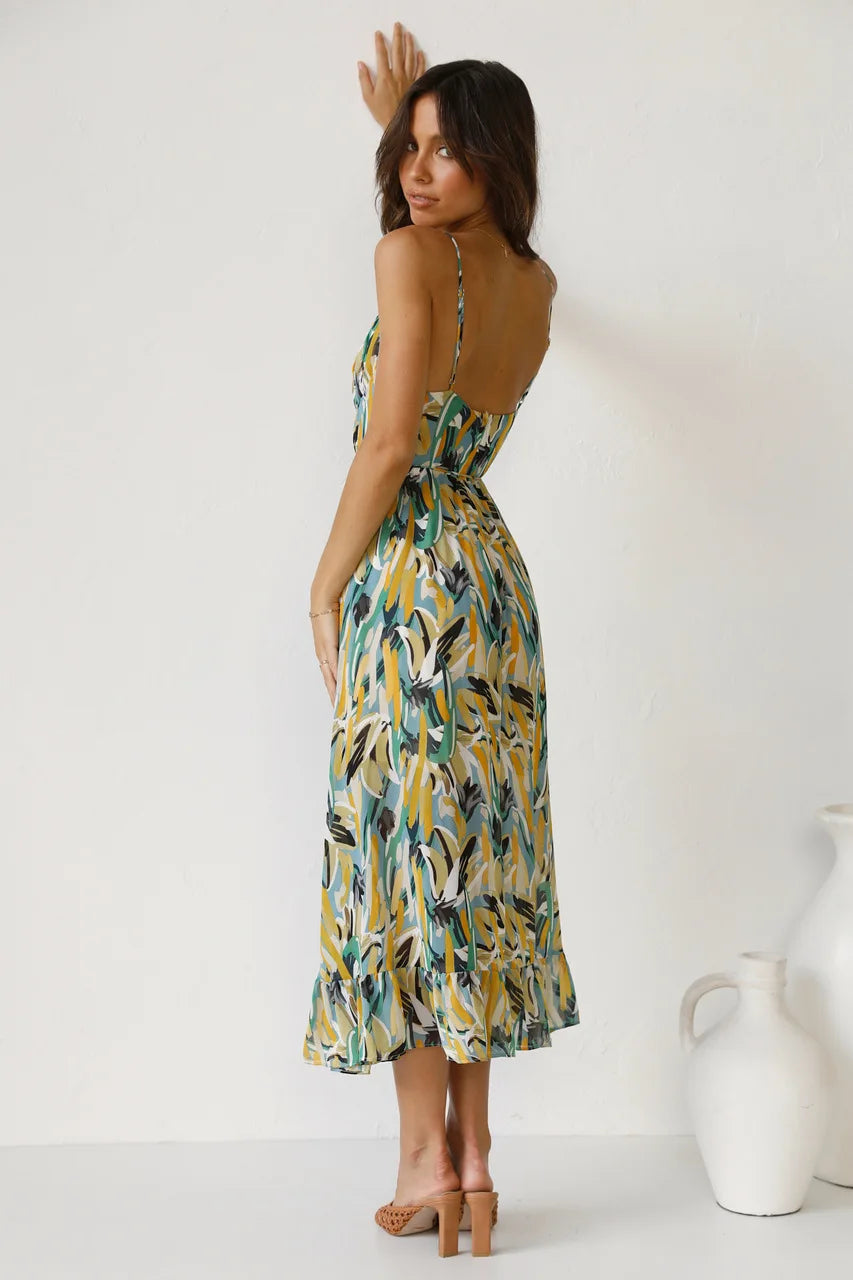 Floral Spaghetti Strap Midi Dress – Summer Dress | Lucinda