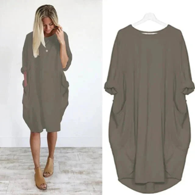Pocket Midi Dress – Casual Dress | Elara