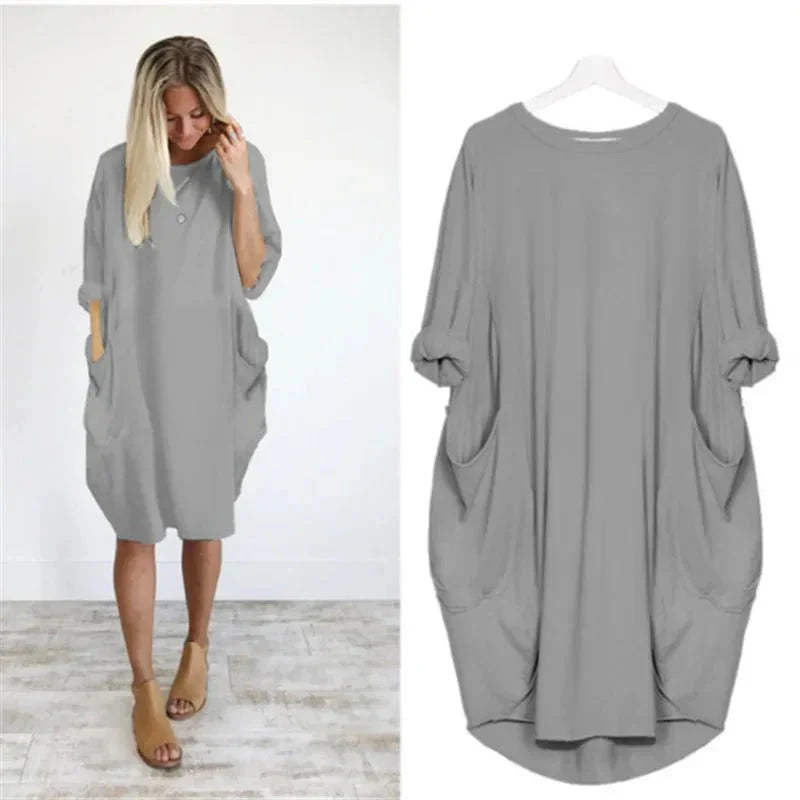 Pocket Midi Dress – Casual Dress | Elara