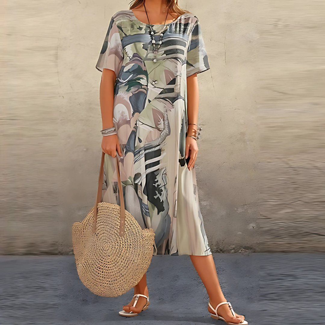 Reese | Abstract Print Relaxed Midi Dress