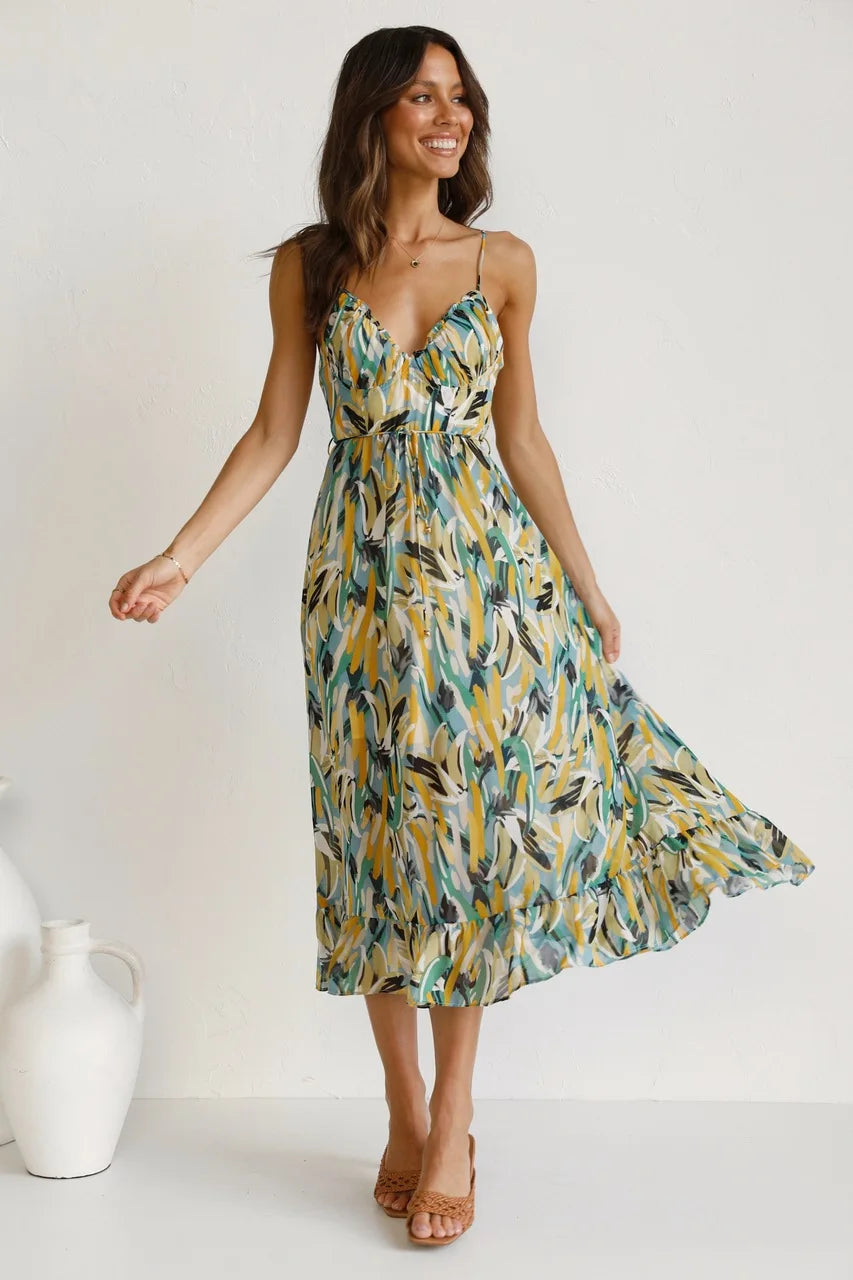 Floral Spaghetti Strap Midi Dress – Summer Dress | Lucinda