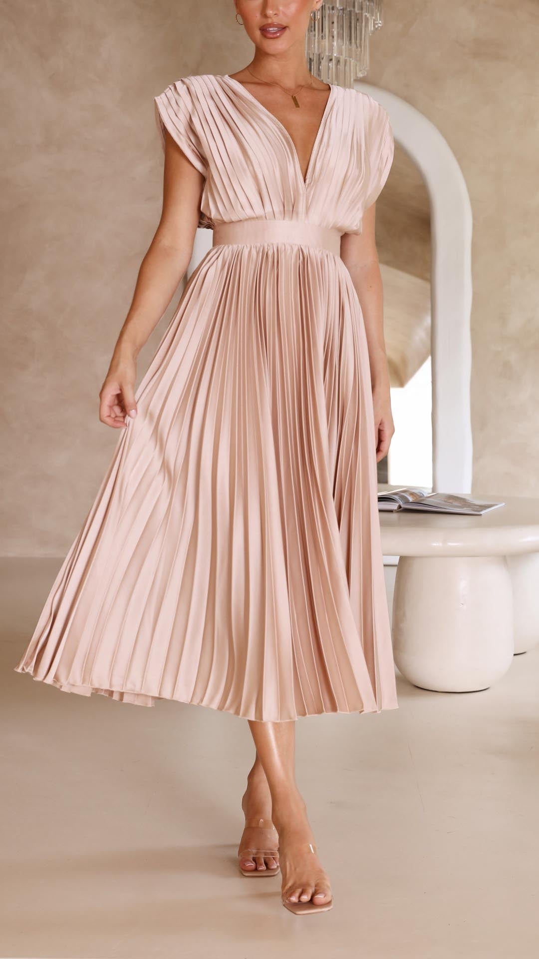 Tie Front Pleated Midi Dress – Casual Summer Dress | Juliette